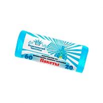 Мешки для мусора 60 л, голубые, в рулоне 20 шт., ПНД, 7 мкм, 680х580 мм, Королевство Чистоты, МК3988 (ПЭКЧ-60-20г) в Якутске