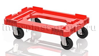 Тележка пластиковая с отверстием без тормозов усиленная красная в Якутске Тележка пластиковая с отверстием без тормозов усиленная красная в Якутске