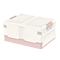 Ящик пластиковый складной белый, дно розовое, 480х360х240 мм в Якутске Ящик пластиковый складной белый, дно розовое, 480х360х240 мм в Якутске