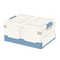 Ящик пластиковый складной белый, дно синее, 480х360х240 мм в Якутске