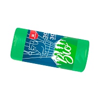 Мешки для мусора 30 л, биоразлагаемые, зеленые, в рулоне 30 шт., ПНД, 7 мкм, 560х480 мм, БИО, МБ2110 (МНБ 30-30ж) в Якутске