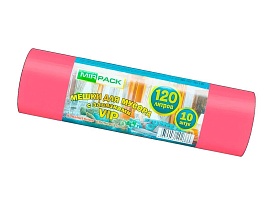 Мешки для мусора 120 л, с завязками, красные, в рулоне 10 шт., ПНД, 15 мкм, 800х750 мм, VIP, Z12010red в Якутске