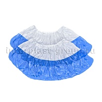 Бахилы бело-синие 1000 шт (500 пар), 48 мкм, двойная подошва, с одной резинкой, Эконом+ в Якутске