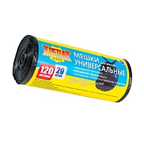Мешки для мусора 120 л, черные, в рулоне 20 шт., ПНД, 15 мкм, 1100х700 мм, Крепак, 4607075710207 в Якутске