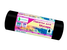 Мешки для мусора 30 л, черные, в рулоне 20 шт., ПНД, 7 мкм, 600х500 мм, MIRPACK Classik, 302040 в Якутске