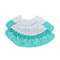 Бахилы бело-бирюзовые 1000 шт (500 пар), 48 мкм, двойная подошва, с одной резинкой, Эконом+ в Якутске