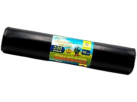 Мешки для мусора 200 л, ароматизированные, черные, в рулоне 10 шт., ПВД, 100 мкм, 1200х800 мм, Добрыня, Dob20010black в Якутске