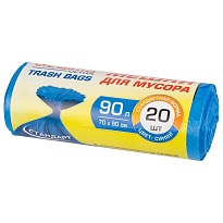 Мешки для мусора 90 л, синие, в рулоне 20 шт., ПНД, 14 мкм, 900х700 мм, LAIMA ULTRA, 607693 в Якутске