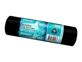 Мешки для мусора 160 л, ароматизированные, черные, в рулоне 10 шт., ПВД, 80 мкм, 1100х930 мм, EXPORT, exp16010142 в Якутске