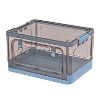 Ящик пластиковый складной прозрачный коричневый, дно синее,490х360х280 мм, с колесиками в Якутске