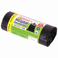 Мешки для мусора 30 л, черные, в рулоне 30 шт., ПНД, 7 мкм, 550х480 мм, Любаша, 608089 в Якутске