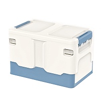 Ящик пластиковый складной белый, дно синее, 370х240х240 мм в Якутске