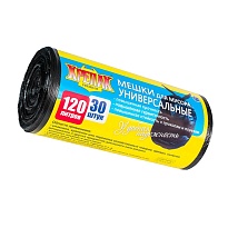 Мешки для мусора 120 л, черные, в рулоне 30 шт., ПНД, 15 мкм, 1100х700 мм, Крепак, 4607075710122 в Якутске