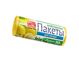 Мешки для мусора 30 л, ароматизированные, Лимон, желтые, в рулоне 20 шт., ПНД, 9 мкм, 560х530 мм, GRIFON Aroma, 101-020 Li в Якутске Мешки для мусора 30 л, ароматизированные, Лимон, желтые, в рулоне 20 шт., ПНД, 9 мкм, 560х530 мм, GRIFON Aroma, 101-020 Li в Якутске