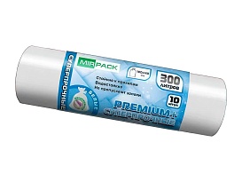 Мешки для мусора 300 л, белые, в рулоне 10 шт., ПВД 70 мкм, 1400х1000 мм, PREMIUM+, 300101602 в Якутске