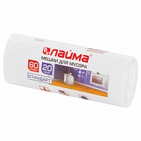 Мешки для мусора 60 л, белые, в рулоне 20 шт., ПНД, 7 мкм, 680х580 мм, LAIMA, 605539 в Якутске Мешки для мусора 60 л, белые, в рулоне 20 шт., ПНД, 7 мкм, 680х580 мм, LAIMA, 605539 в Якутске