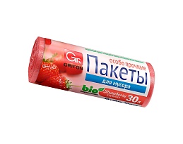 Мешки для мусора 30 л, ароматизированные, Клубника, красные, в рулоне 20 шт., ПНД, 9 мкм, 560х530 мм, GRIFON Aroma, 101-020 K в Якутске