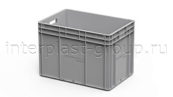 Евроконтейнер открытые ручки/сплошное дно 600х400х420 серый