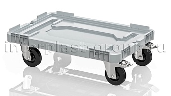 Тележка пластиковая сплошная 2 колеса с тормозом усиленная серая в Якутске Тележка пластиковая сплошная 2 колеса с тормозом усиленная серая в Якутске